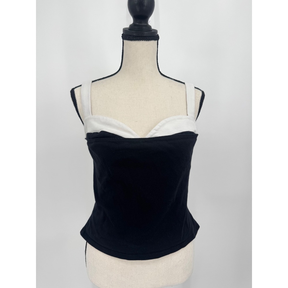 Reformation Tank Top Womens Medium Black White Sweetheart Contrast Trim